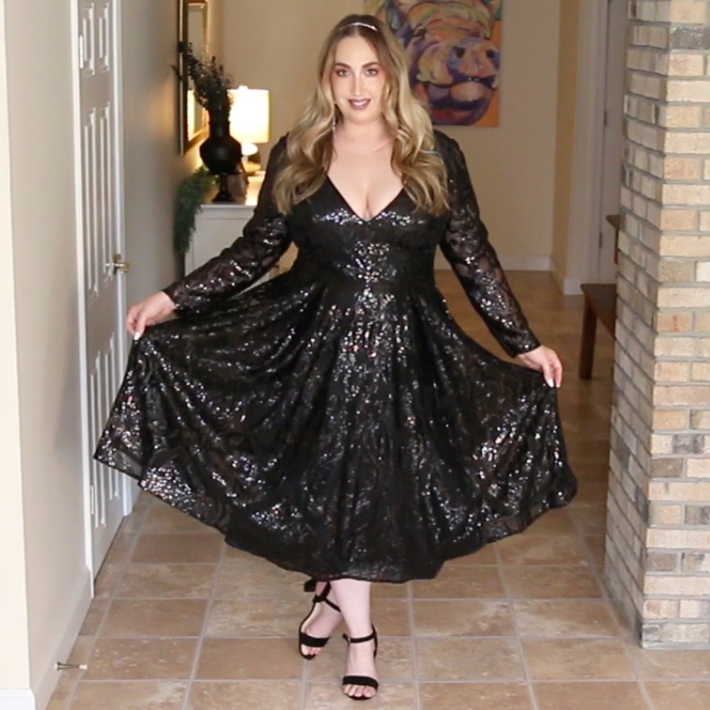 Brand new with tags! Sequin V-neck Dress from JJ's House Size: 18/20